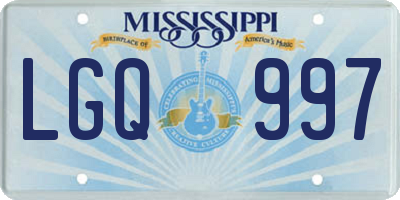 MS license plate LGQ997