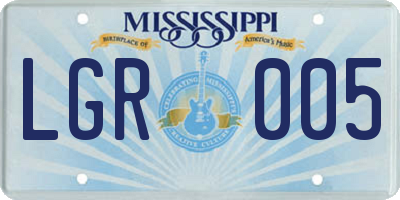 MS license plate LGR005