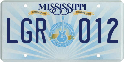 MS license plate LGR012