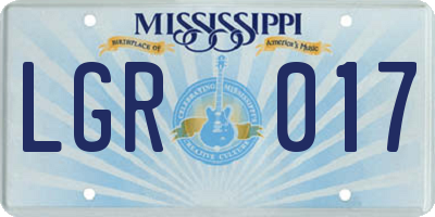 MS license plate LGR017
