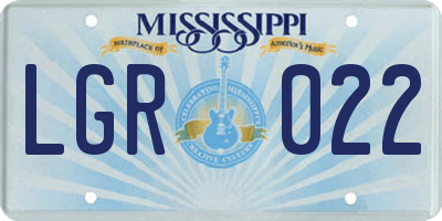 MS license plate LGR022