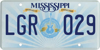 MS license plate LGR029