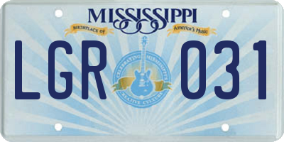 MS license plate LGR031