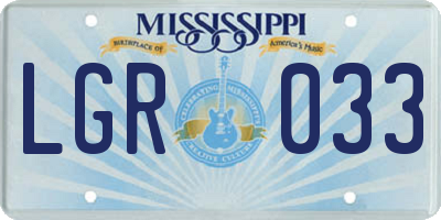 MS license plate LGR033