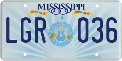 MS license plate LGR036