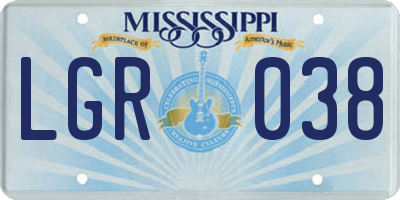 MS license plate LGR038