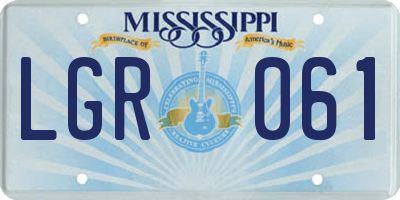 MS license plate LGR061