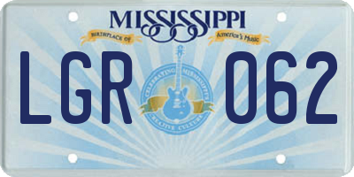 MS license plate LGR062