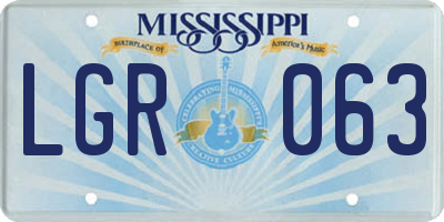MS license plate LGR063