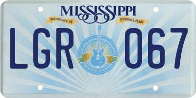 MS license plate LGR067