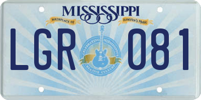 MS license plate LGR081