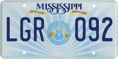MS license plate LGR092