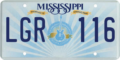 MS license plate LGR116