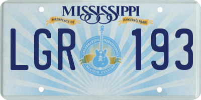 MS license plate LGR193