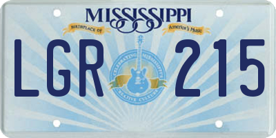 MS license plate LGR215