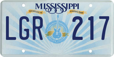 MS license plate LGR217