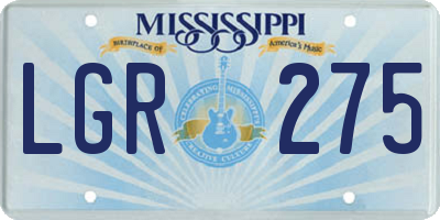 MS license plate LGR275