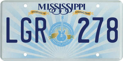 MS license plate LGR278