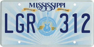 MS license plate LGR312