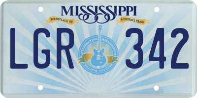 MS license plate LGR342