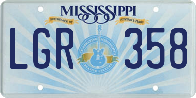 MS license plate LGR358