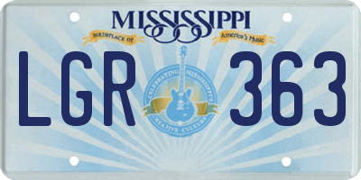 MS license plate LGR363
