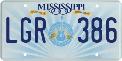 MS license plate LGR386