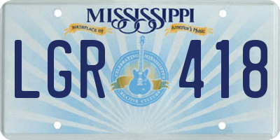 MS license plate LGR418
