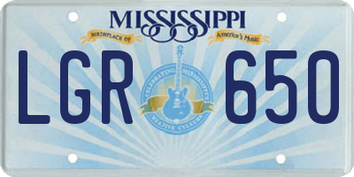 MS license plate LGR650
