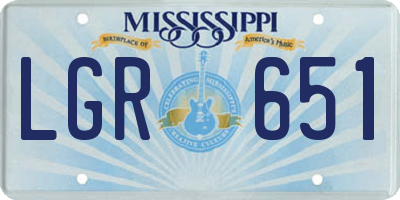 MS license plate LGR651