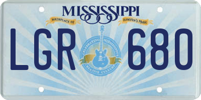 MS license plate LGR680