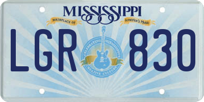 MS license plate LGR830