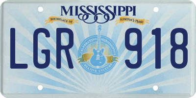 MS license plate LGR918