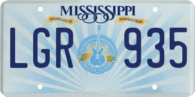 MS license plate LGR935