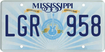 MS license plate LGR958