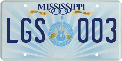 MS license plate LGS003