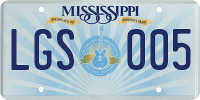 MS license plate LGS005
