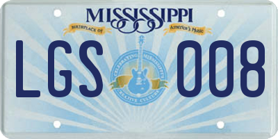MS license plate LGS008