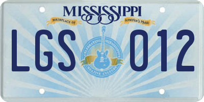 MS license plate LGS012
