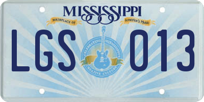 MS license plate LGS013
