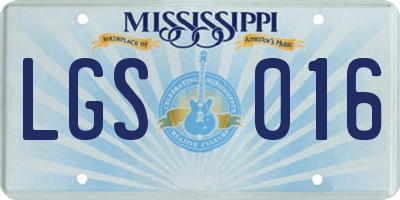 MS license plate LGS016