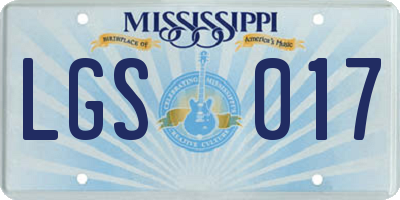 MS license plate LGS017