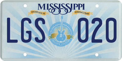 MS license plate LGS020