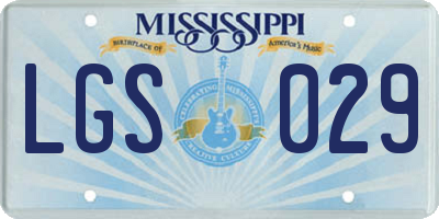 MS license plate LGS029