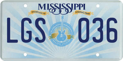 MS license plate LGS036