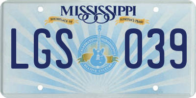 MS license plate LGS039