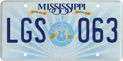 MS license plate LGS063