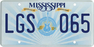 MS license plate LGS065