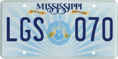 MS license plate LGS070