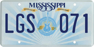 MS license plate LGS071